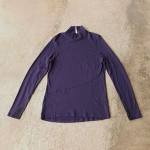 Ibex 100% Merino Wool Mock Neck Long Sleeve Shirt Purple Base Layer Women's READ